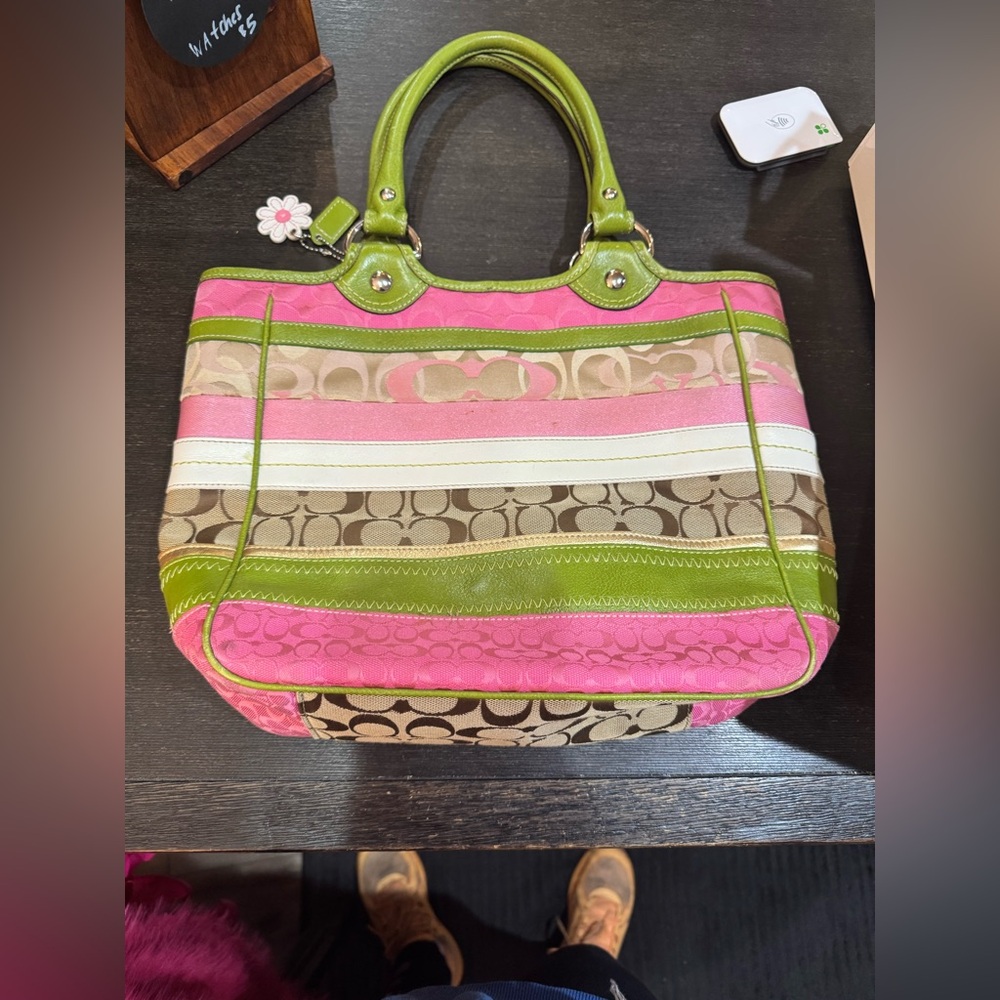 Coach Multicolor Striped Tote - Picture 4 of 11